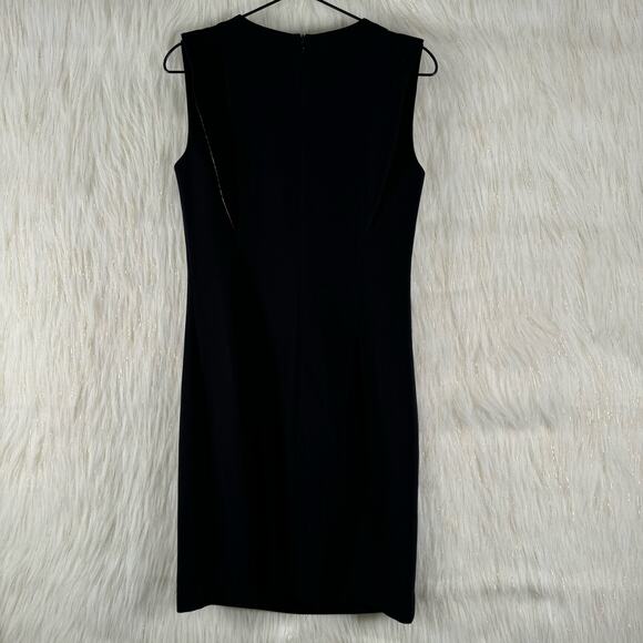 Sandro Black Embellished Evening Dress Bodycon Gold Accent Sleeveless Size 8 - Picture 3 of 8